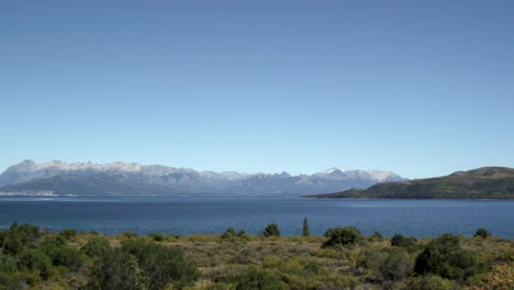 beautiful sunny landscape, mountains by the sea in chile, left pan