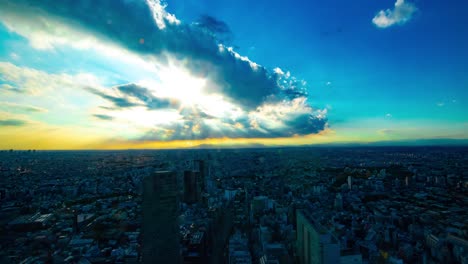 a timelapse of panoramic cityscape in tokyo high angle wide shot