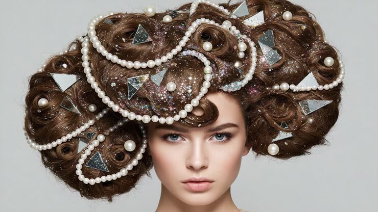 Arte capillare mozzafiato ed elaborata con stili intricati e accessori decorativi: un'accattivante dimostrazione di creatività nell'hair design.