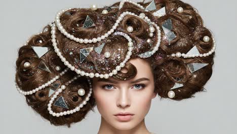 stunning and elaborate hair art featuring intricate styles and decorative accessories: a captivating display of creativity in hair design