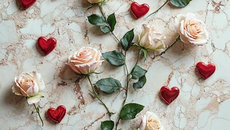 delicate roses and hearts arrangement