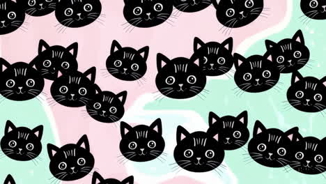 cute black cat faces pattern background