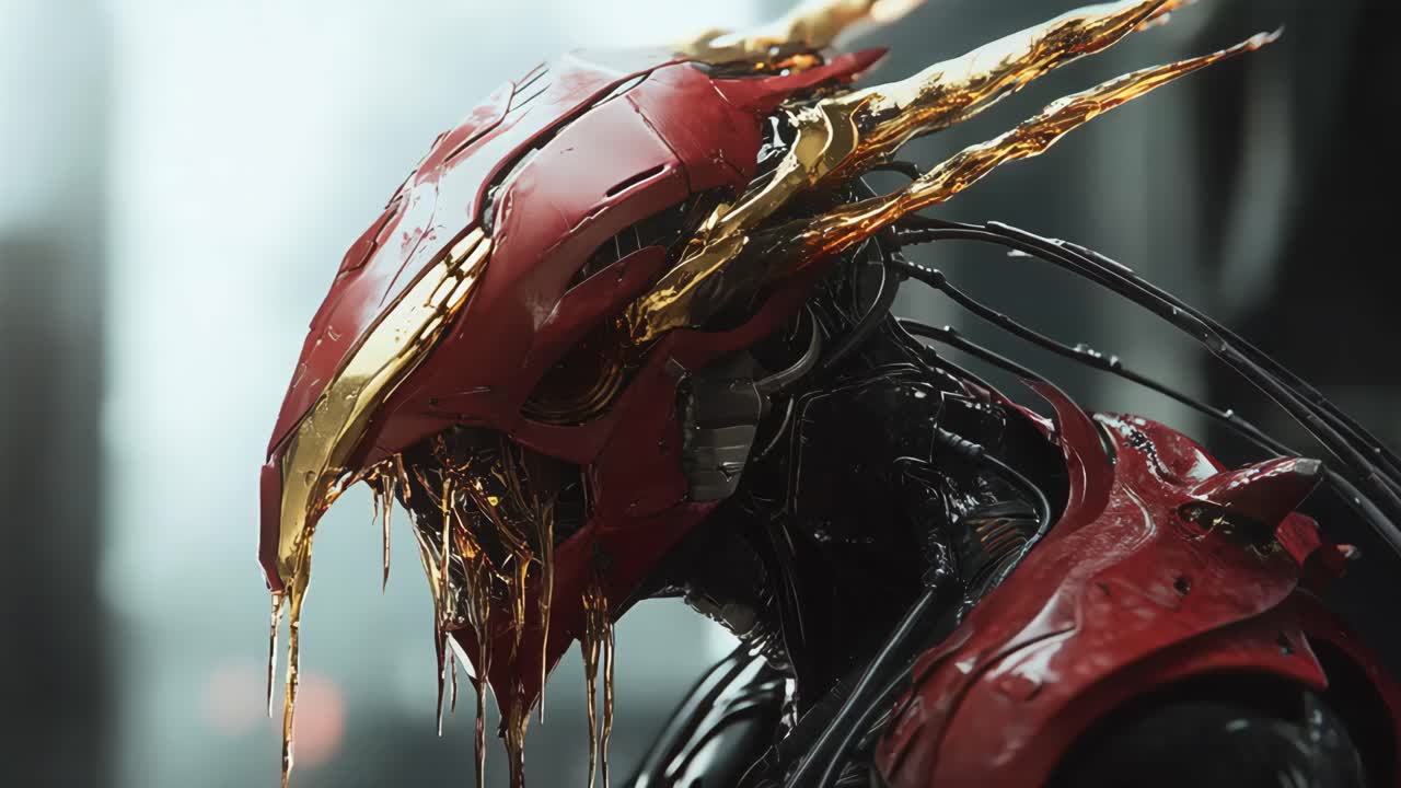 Red Futuristic Mech Design