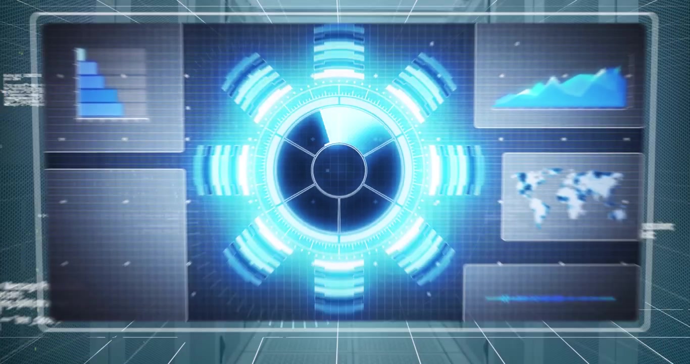 Animazione di elaborazione dati su cavi di computer
