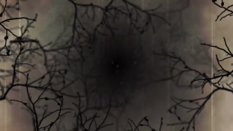 dark branches forming circular pattern, eerie animation