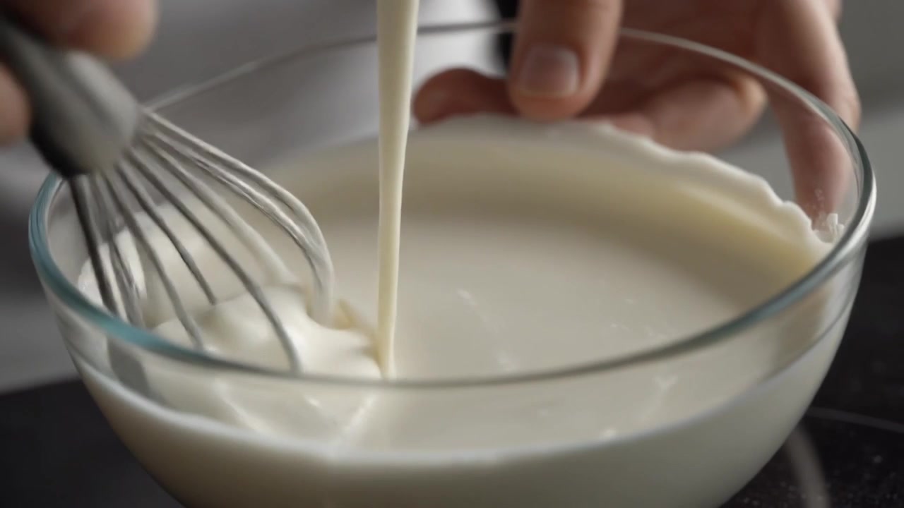 Chef Batendo Creme em uma Tigela de Vidro