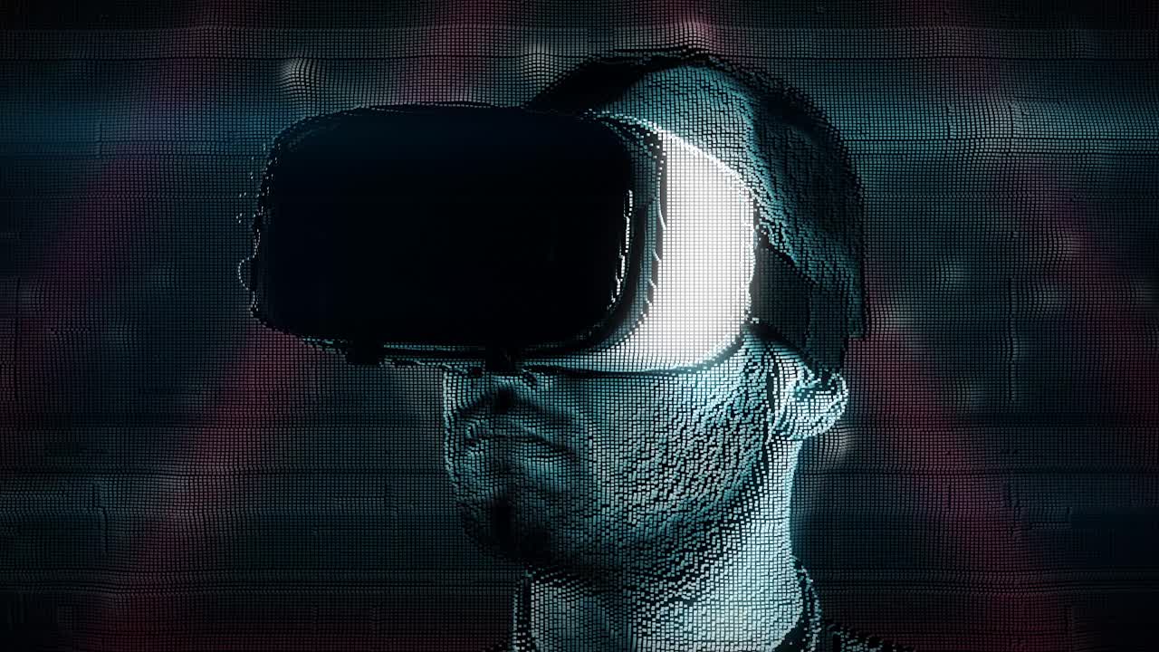 persona che indossa le cuffie VR