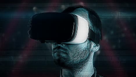 person wearing vr headset