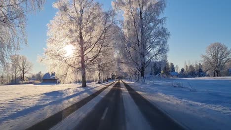 snow covered asphalt roads