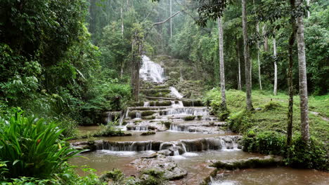 Deep-Forest-Pha-Charoen-Waterfall-in-the-national-park-is-a-popular-tourist-attraction-in-Phop-Phra-District,-Tak-Province,-Thailand