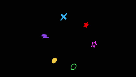 Animation-of-colorful-shapes-on-black-background