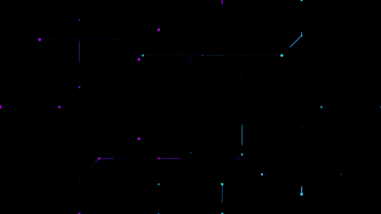 Abstract Digital Network Lines and Nodes Moving on Black Background
