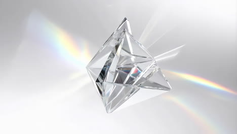 abstract geometric glass prism with light refraction