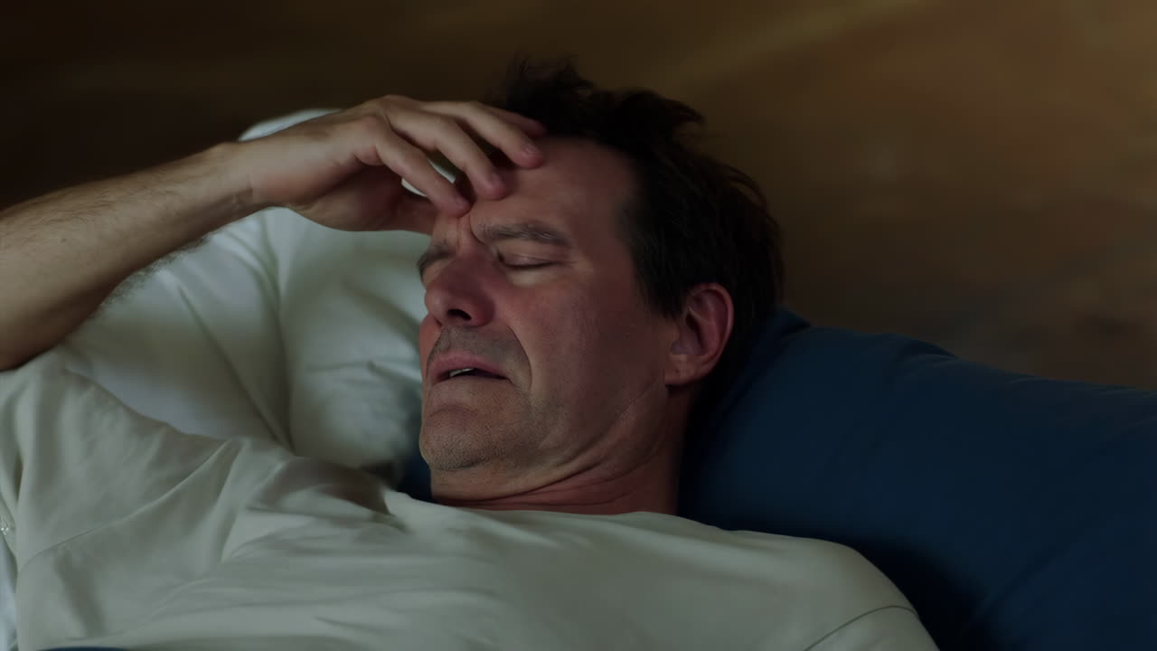 Man Suffering from Headache While Lying Down