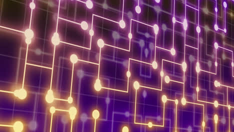 animation of neon integrated circuit on violet background