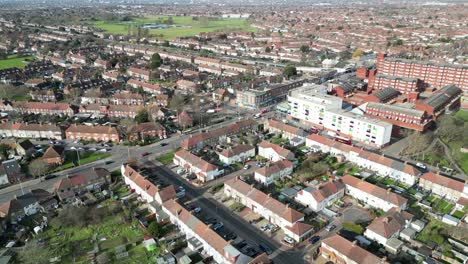 Reihen-Von-Reihenhäusern-Dagenham-London-UK-Drone-Aerial-High-Angle