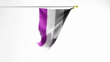 Vertikales-Video-Der-Flagge-Des-Asexuellen-Stolzes,-Die-Vor-Weißem-Hintergrund-Weht,-3D-Rendering