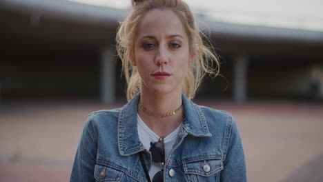 portrait-beautiful-young-woman-looking-at-camera-calm-independent-female-serious-expression-slow-motion