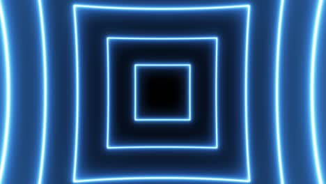 animation of flight in futuristic tunnel with rectangle neon blue lights. seamless loop motion graphic abstract background