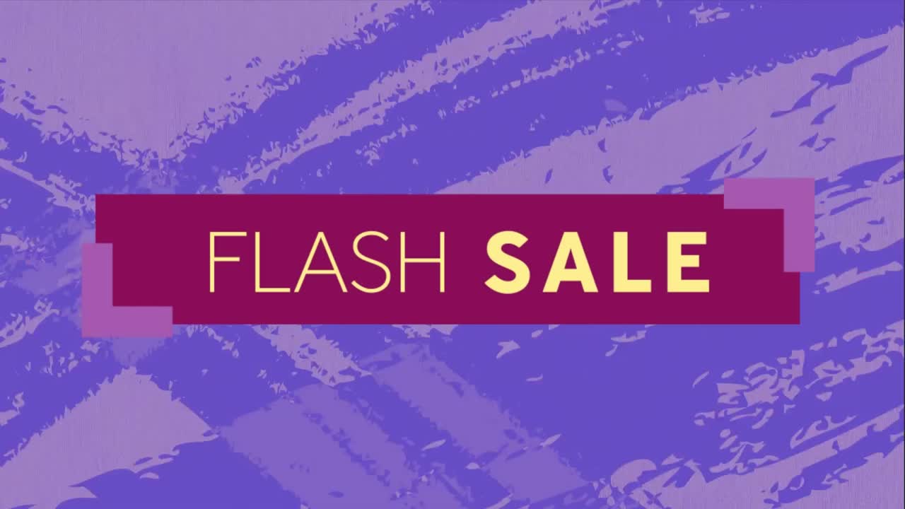 보라색 배경 위에 플래시 판매 텍스트의 애니메이션