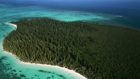 Retire-La-Revelación-Aérea-De-Brush-Island,-Un-Islote-Deshabitado-En-El-Archipiélago-De-Isle-Of-Pines