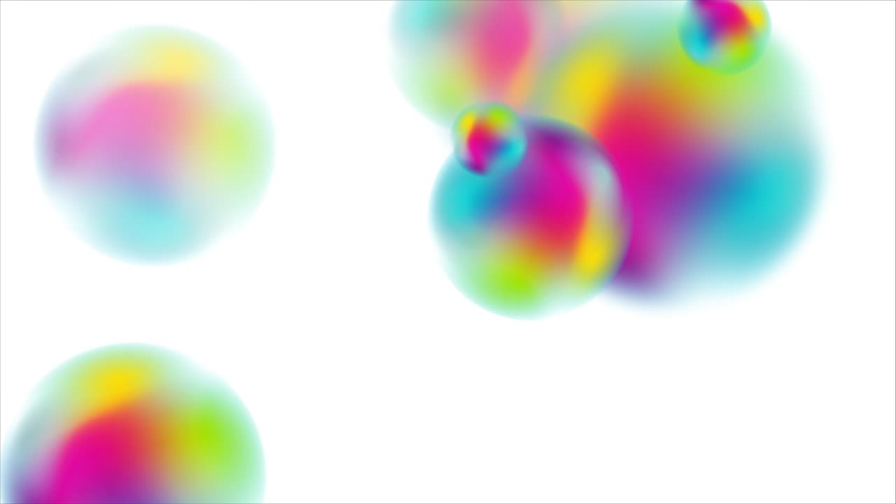 Colorful holographic 3d blurred spheres balls motion animated background