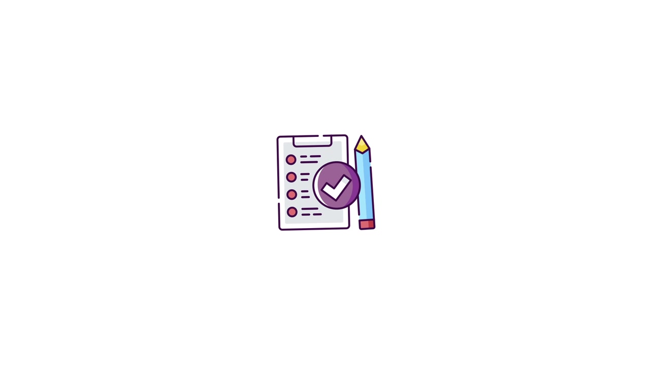 Animated Icon of Checklist Completion with Pencil