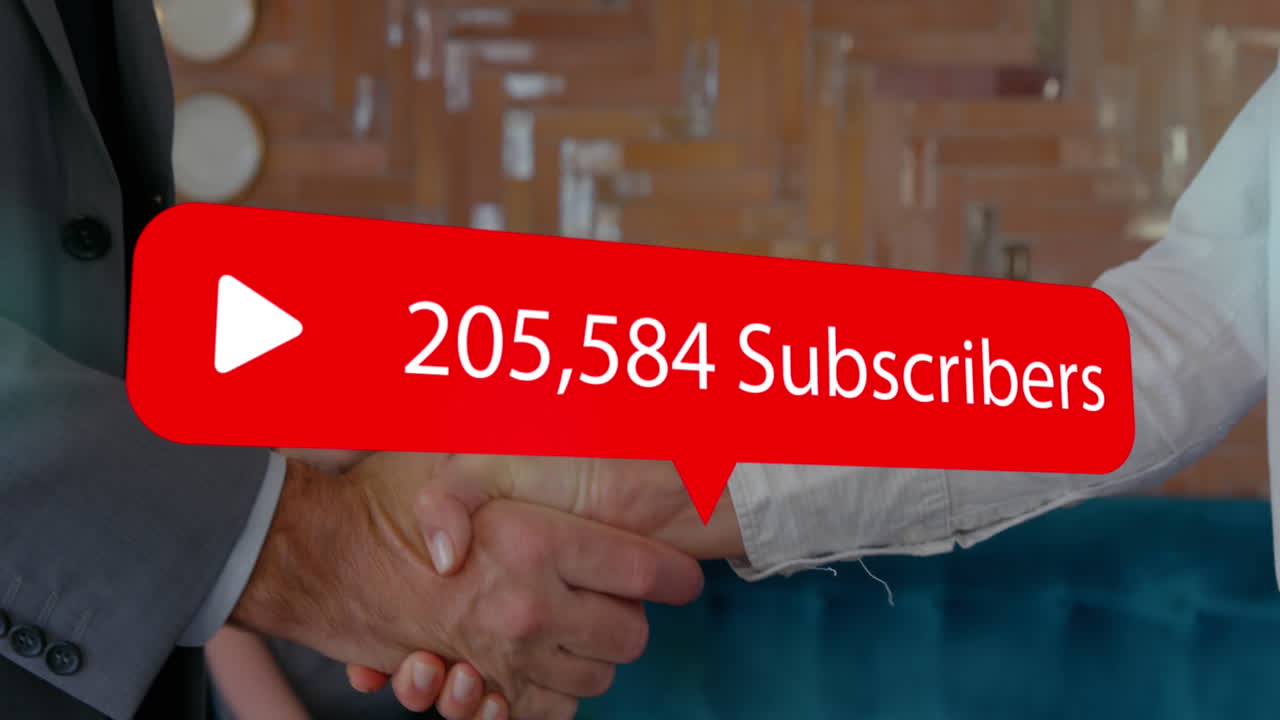 bolha de discurso com assinantes texto com números crescentes contra dois empresários apertando as mãos