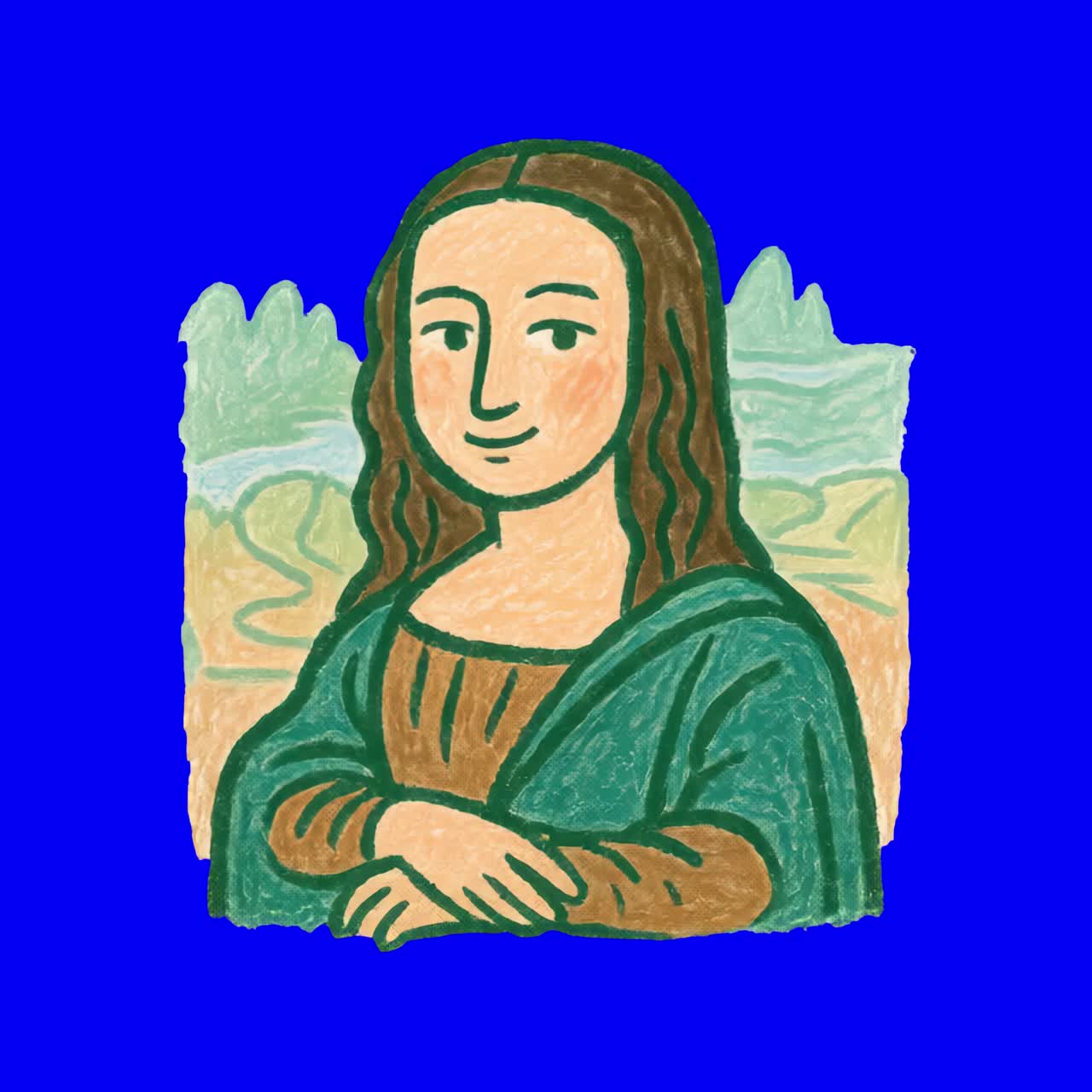 Mona Lisa illustrationsanimering, transparent 4K-video, green screen