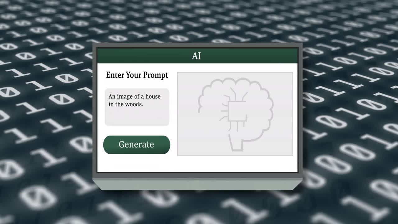 animación de un texto y procesamiento de datos de codificación binaria sobre la pantalla