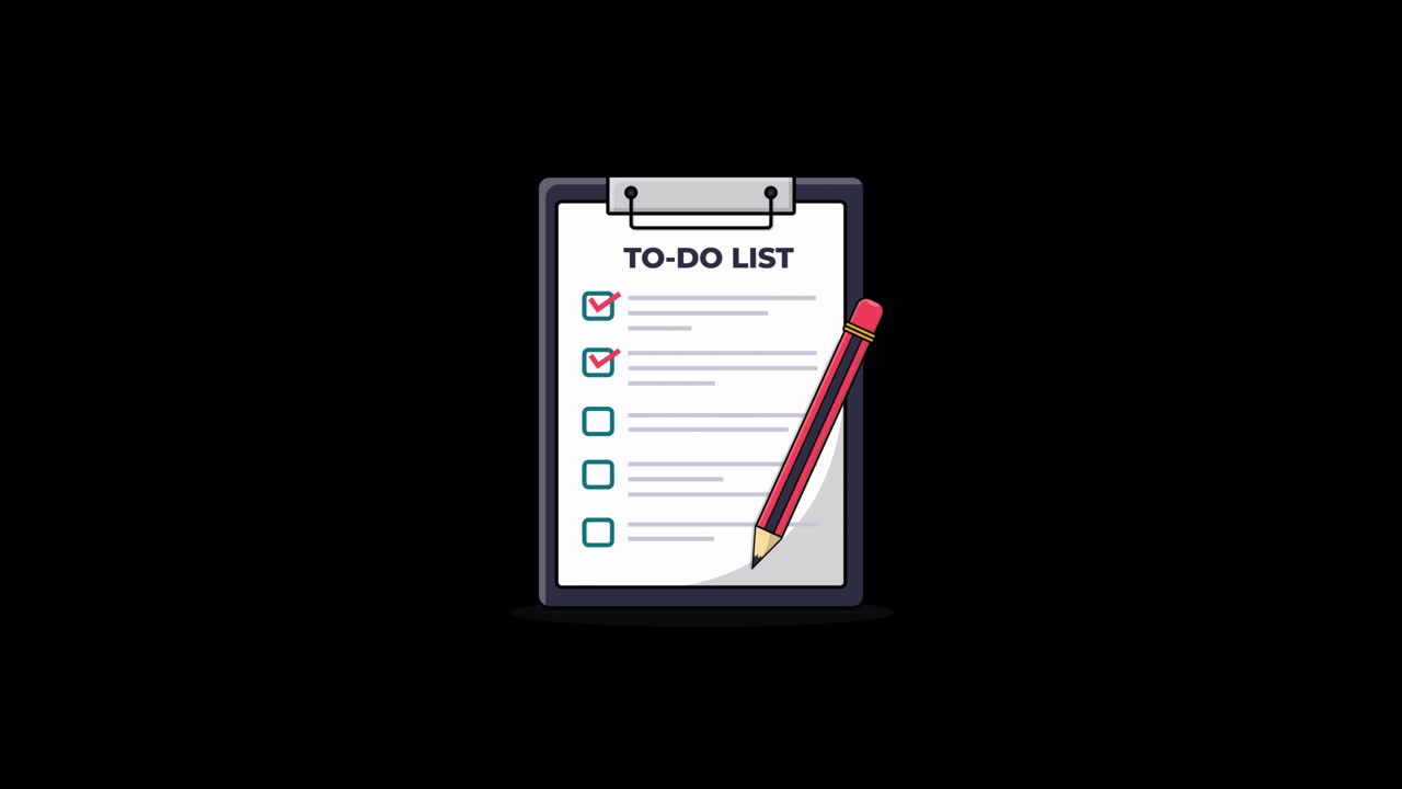 Animated To-Do List with Pencil Checking Off Tasks