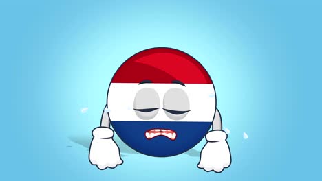 cartoon icon flag netherlands holland cry with face animation with alpha matte