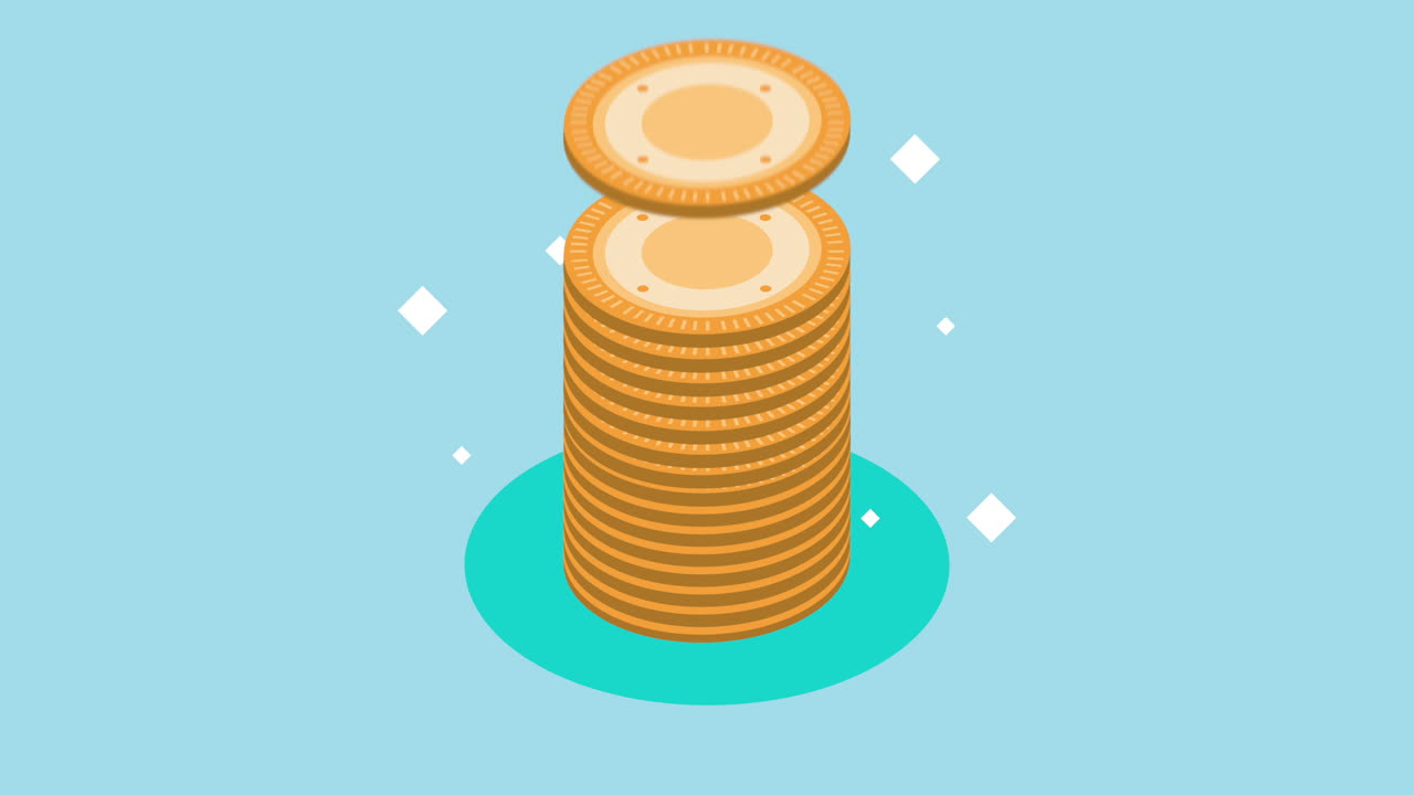 pile coins money dollars animation