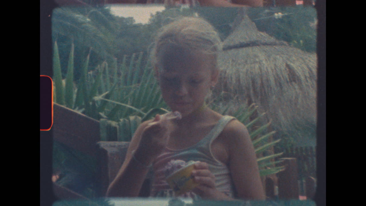 Girl enjoying ice cream outdoors