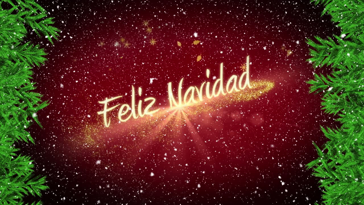 la estrella fugaz animada forma "feliz navidad" en medio de la nieve en rojo para la festividad de navidad.