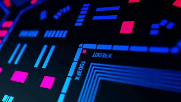 Circuit board abstract geometric shapes kaleidoscope animation loop