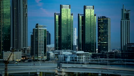 Abu-Dhabi,-United-Arab-Emirates-twilight-to-darkness-time-lapse