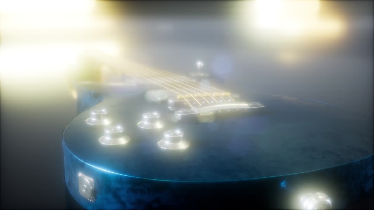 밝은 불빛으로 어두운 곳에서 전기 기타