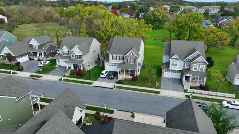 modern houses in american neighborhood during autumn