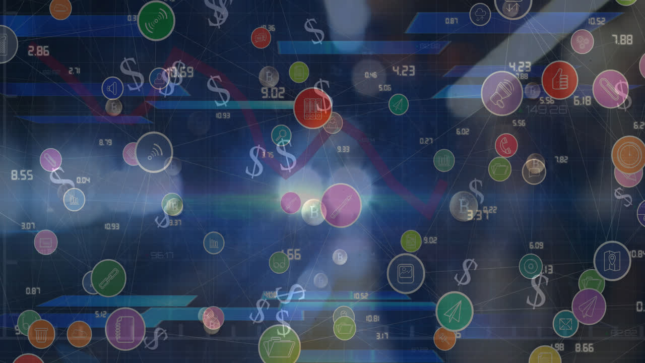 파란색 배경 위의 데이터 처리 애니메이션