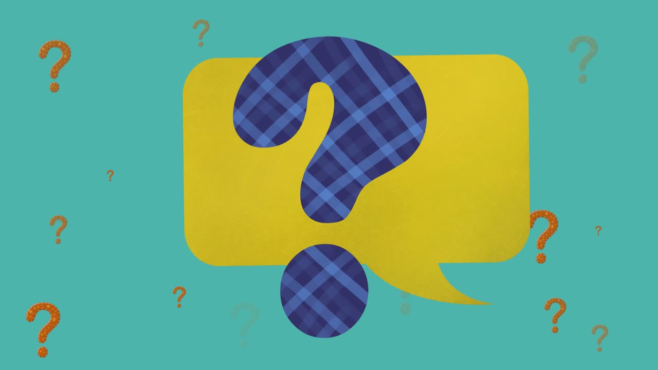 animación de signos de interrogación en fondo verde