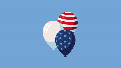 usa flag in balloons helium animation