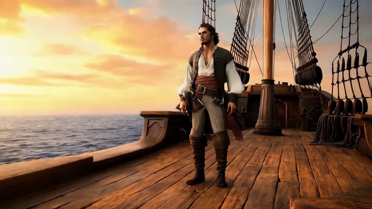 해적 선장, 해가 지는 순간