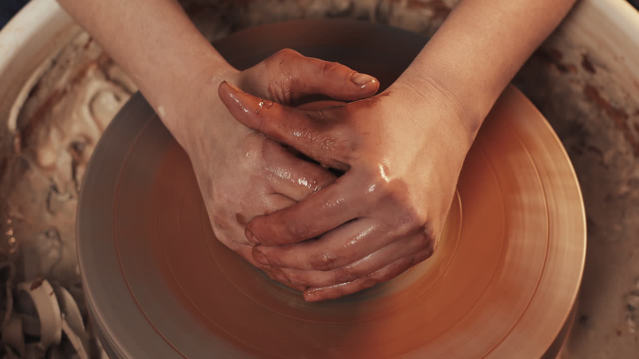 Pottery making on a wheel