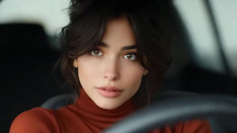 portrait of a woman driving a car
