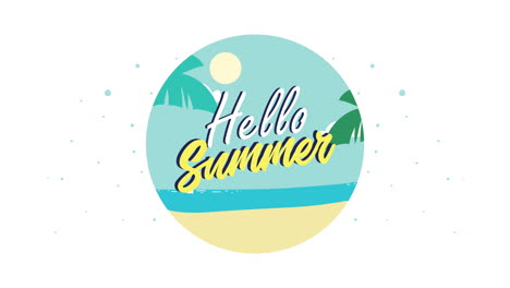 hello summer beach scene graphic design