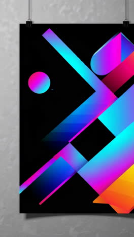 abstract geometric gradient art poster on wall