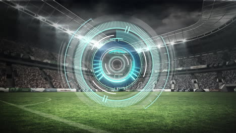 animation of scope scanning over sports stadium