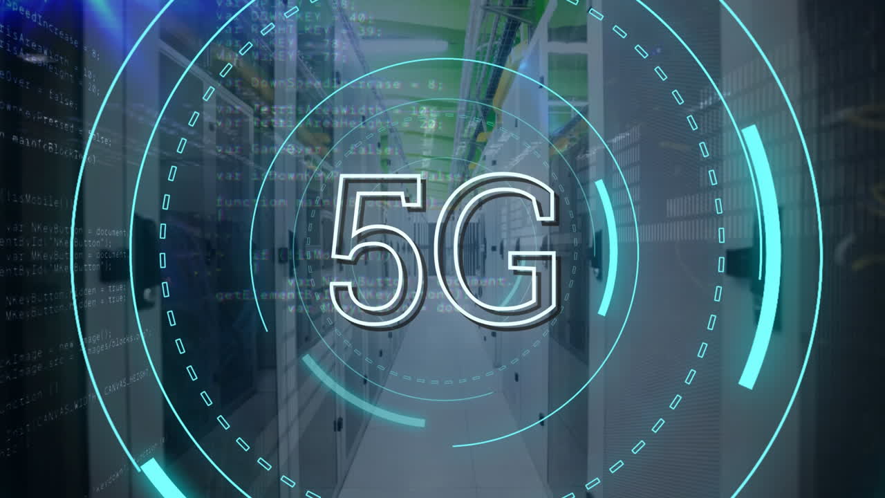 5g scritto nel mezzo di un cerchio futuristico