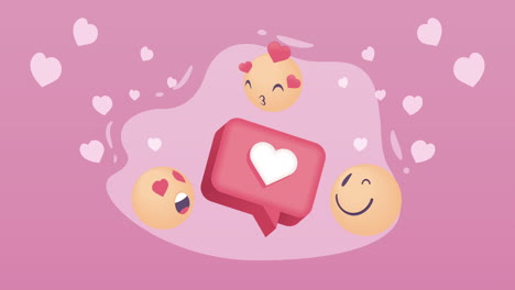 heart in speech bubble and emoticons